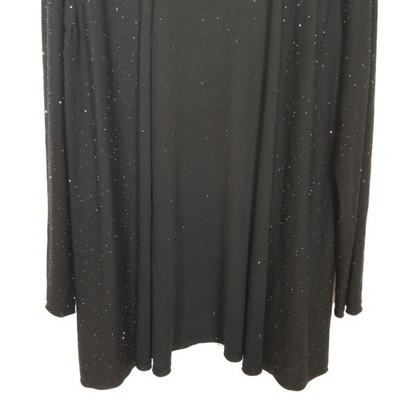 Eileen Fisher 100% Merino Wool Sparkle Open Front Cardigan Sz L Black Lagenlook - Picture 3 of 8